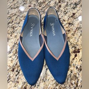 VIVAIA Knit Pointed-Toe Flats Blue & Blush EU 41 | US 10–10.5